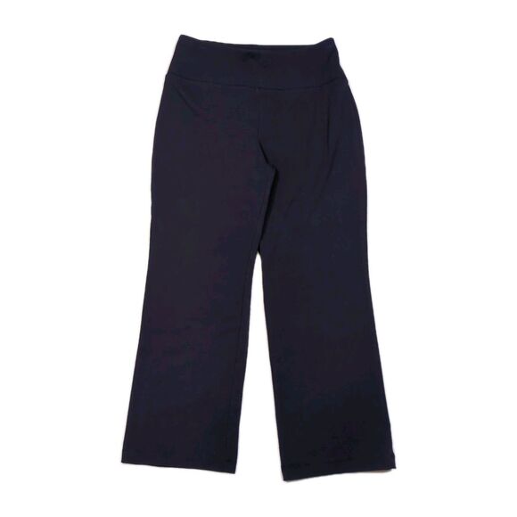 T by Talbots Pants Womens MP Petite Navy Blue Straight Knit Cotton Stretch Yoga - Picture 1 of 10
